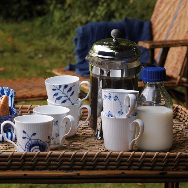 ROYAL COPENHAGEN BLUE FLUTED PLAIN MUG, 12.5OZ. SET/2