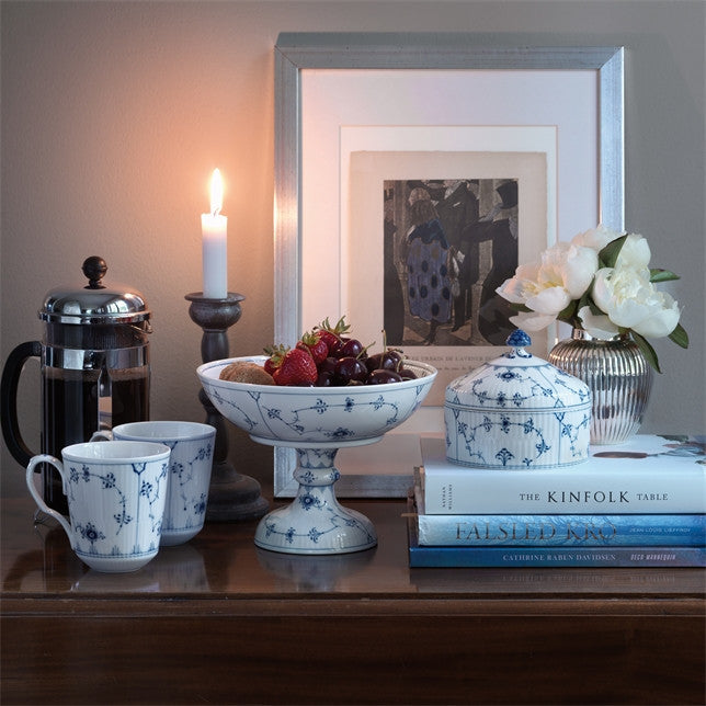 ROYAL COPENHAGEN BLUE FLUTED PLAIN FOOTED BOWL 8.25"