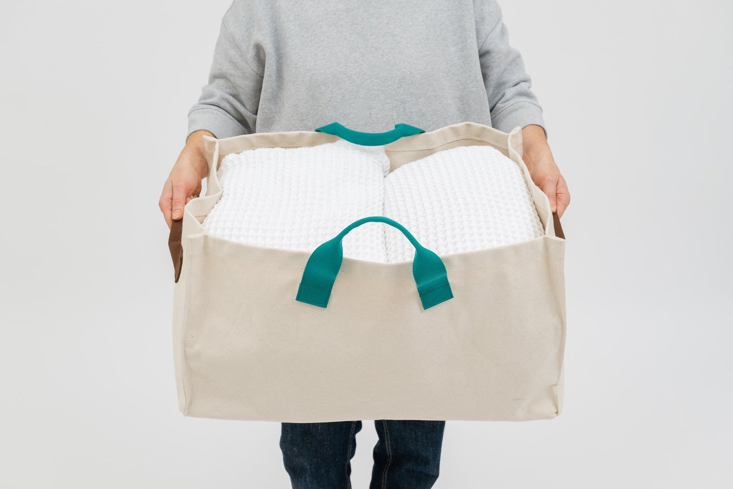 Teal and Brown Laundry Basket by Spare