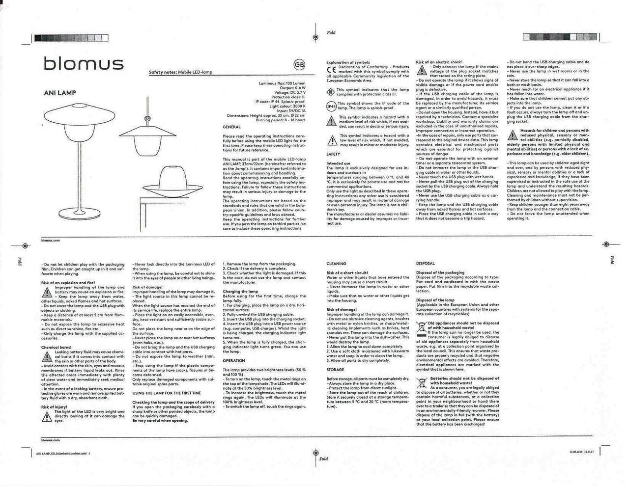 BLOMUS ANI Lamp 3-in-1 Rechargeable LED Lamp White