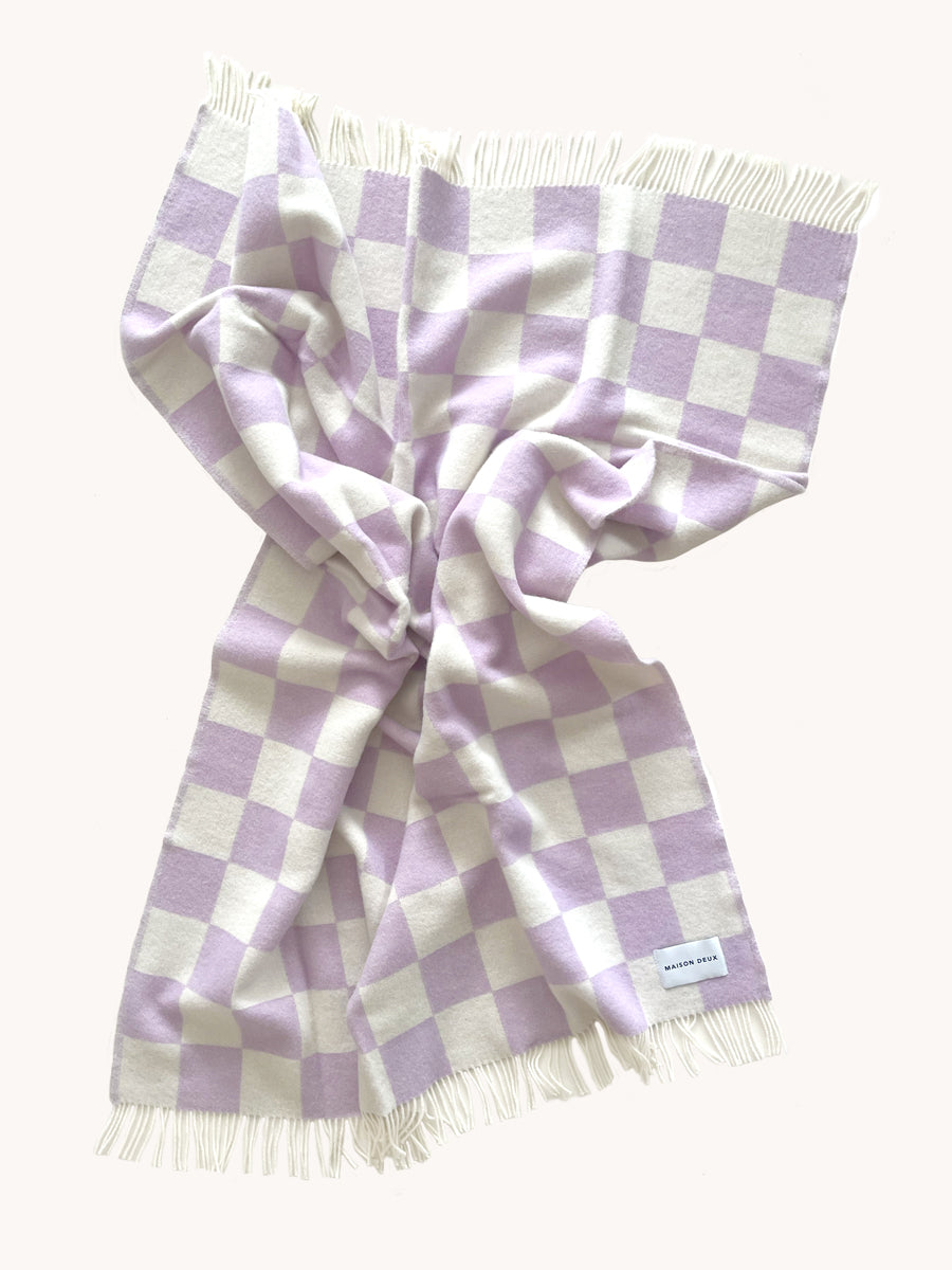 Blanket CHECKERBOARD Lilac / White 4.25 x 6.5ft