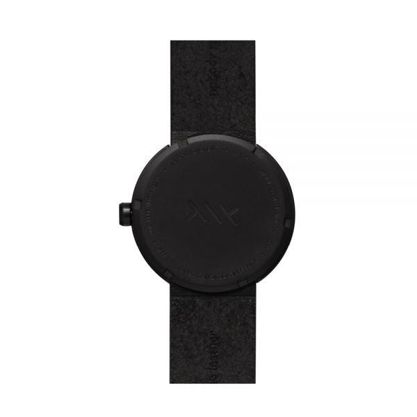 LEFF AMSTERDAM tube watch D38 – black with black leather strap 38mm
