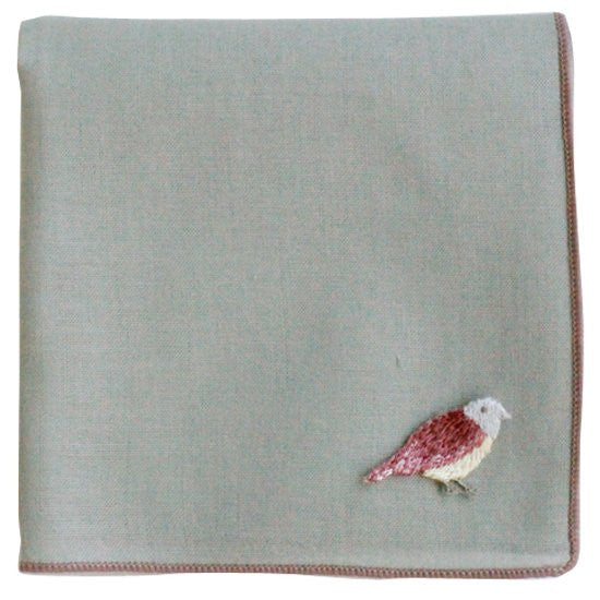 H Tokyo Embroidered Handkerchief - red bird