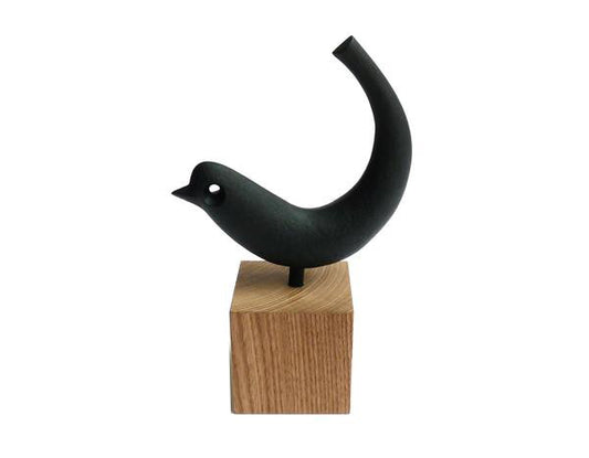 NAMBU CAST IRON BIRD AND WOOD ORNAMENT TS317
