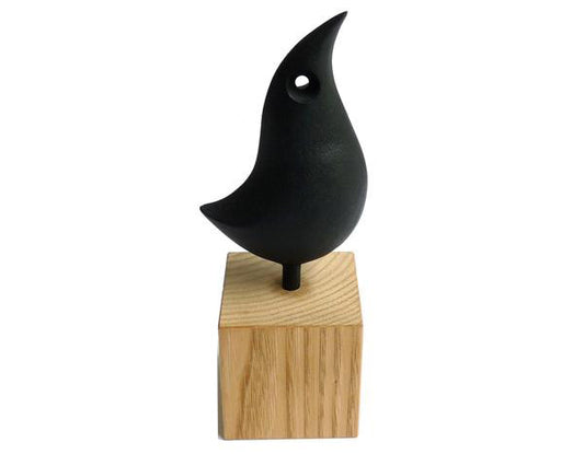 NAMBU CAST IRON BIRD AND WOOD ORNAMENT TS320