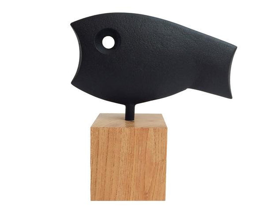 NAMBU CAST IRON FISH AND WOOD ORNAMENT TS322