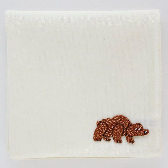 H Tokyo Embroidered Handkerchief big - bear