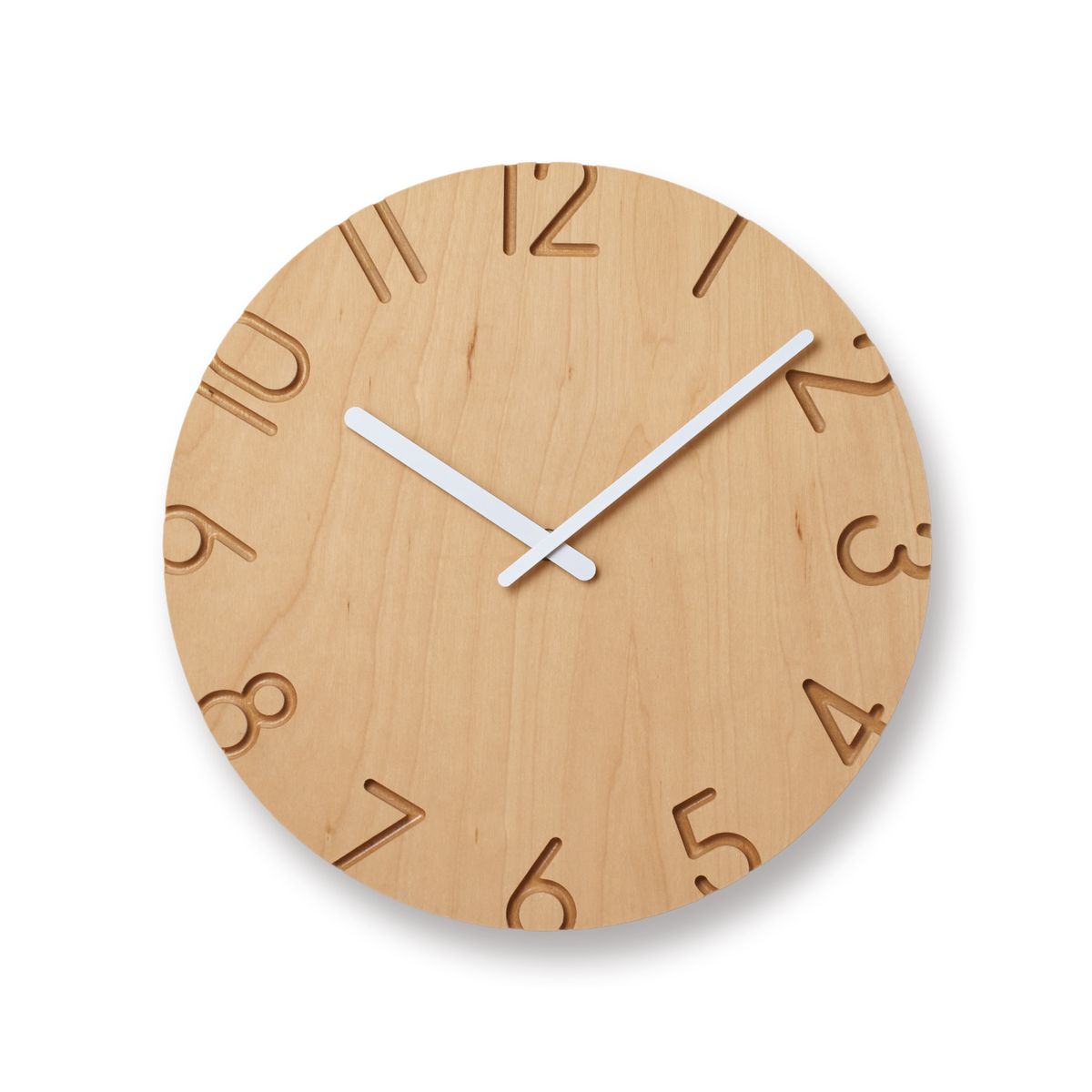 Carved Birch L Clock by Lemnos