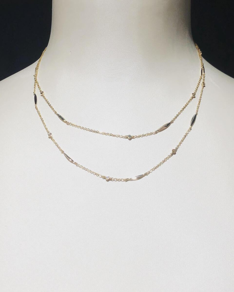 Diamonds & Gold Double Chain Necklace by Kohn Trading Co.