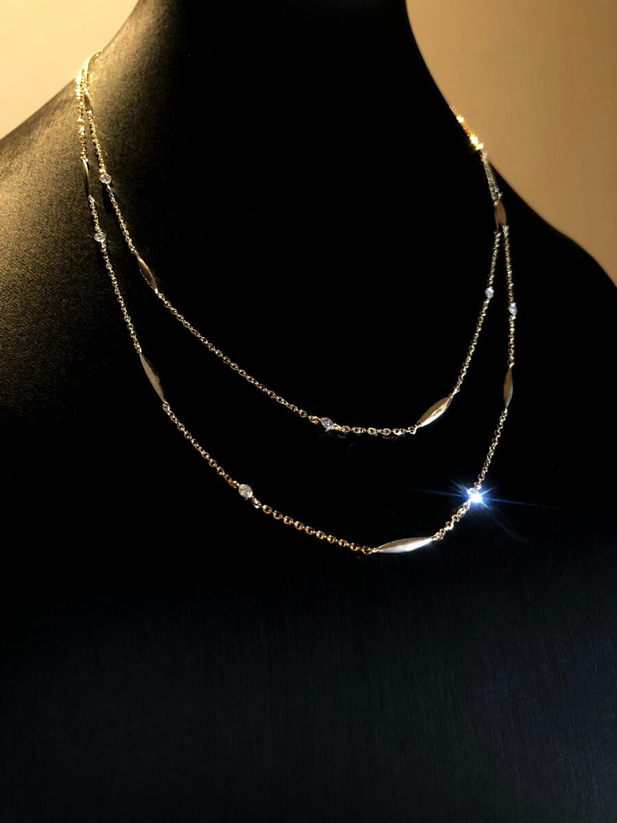 Diamonds & Gold Double Chain Necklace by Kohn Trading Co.