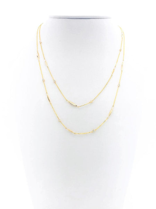 Diamonds & Gold Double Chain Necklace by Kohn Trading Co.