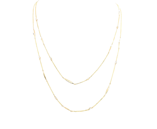 Diamonds & Gold Double Chain Necklace by Kohn Trading Co.