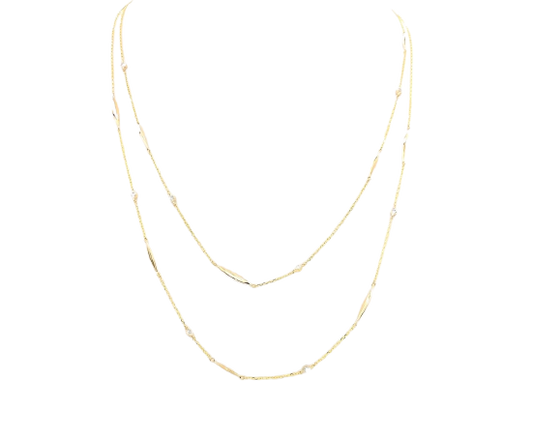 Diamonds & Gold Double Chain Necklace by Kohn Trading Co.