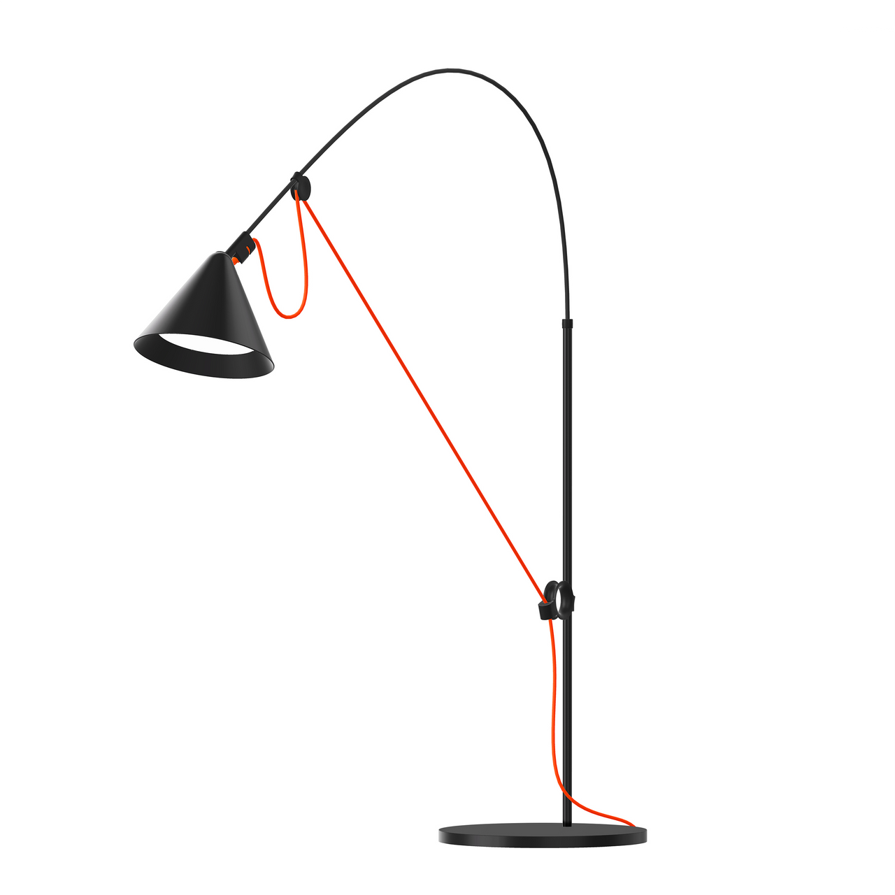 Ayno Table Lamp (neon orange cord)- Black by Midgard