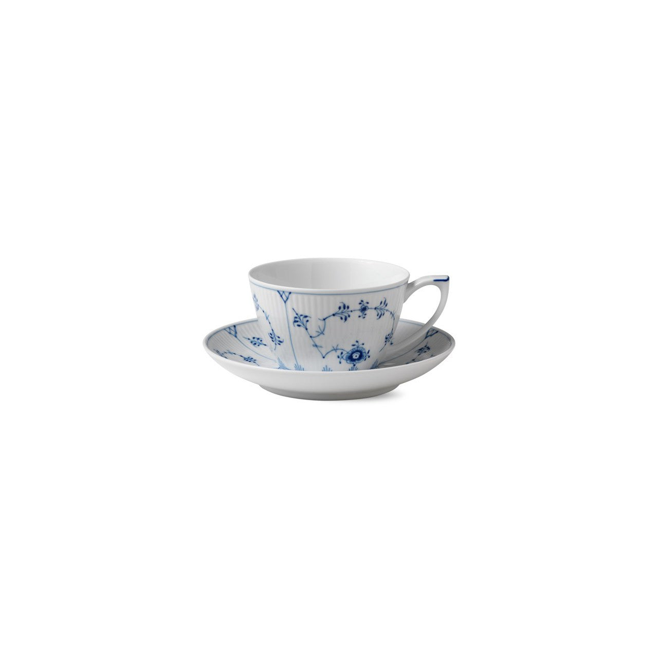 Royal Copenhagen Blue Fluted Plain Tea Cup & Saucer (9.25 oz)