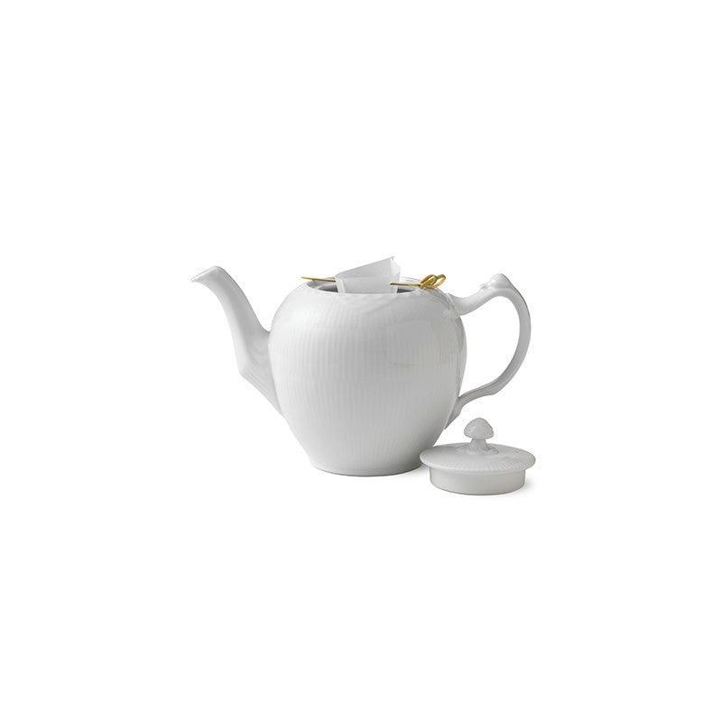 Royal Copenhagen White Fluted Half Lace Tea Pot 1 qt
