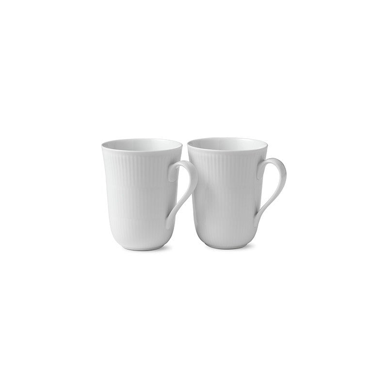 Royal Copenhagen White Fluted Mug Set/2 11 oz