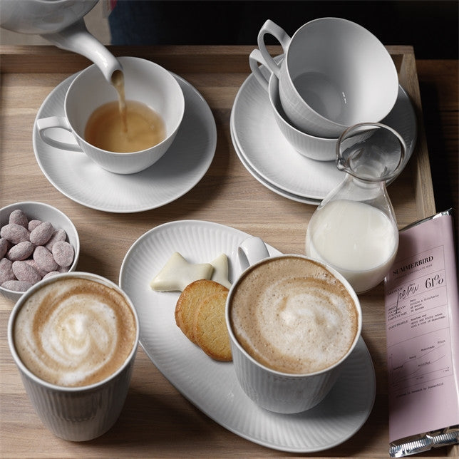 ROYAL COPENHAGEN WHITE FLUTED TEA CUP & SAUCER 9.25OZ ROYAL COPENHAGEN WHITE FLUTED TEA CUP & SAUCER 9.25OZ