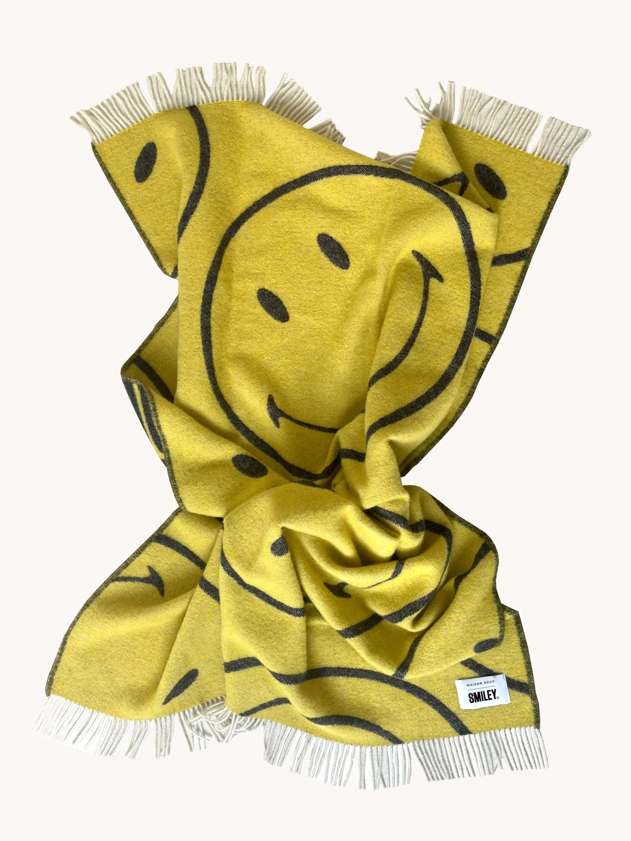 Blanket SMILEY Yellow / Black Print 4.25 x 6.5 ft by Maison Deux x Smiley