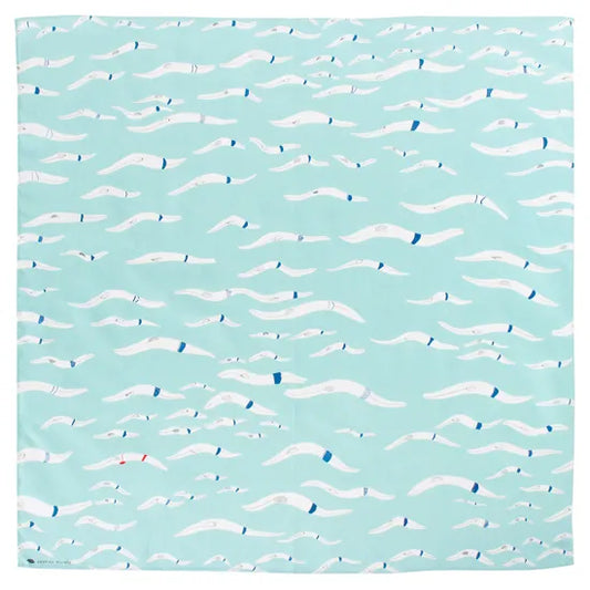 H Tokyo Printed Handkerchief - swimmers (green water)