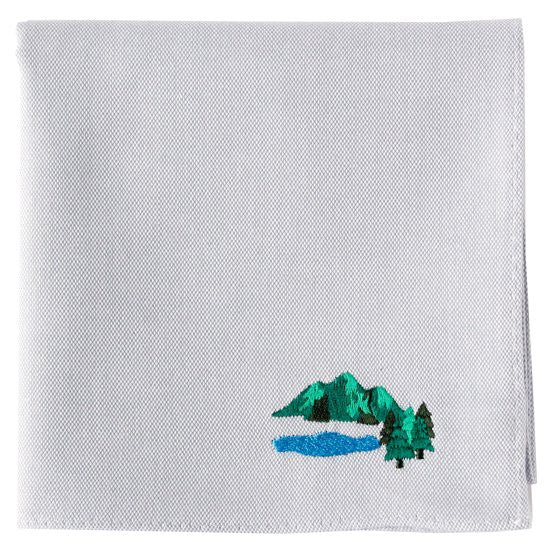 H Tokyo Embroidered Handkerchief- Mountain