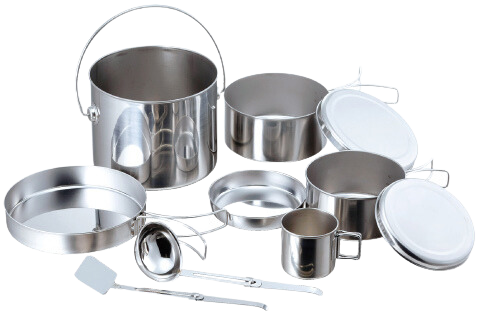 Elfin 8 pc Camping Cooking Set Stainless Steel
