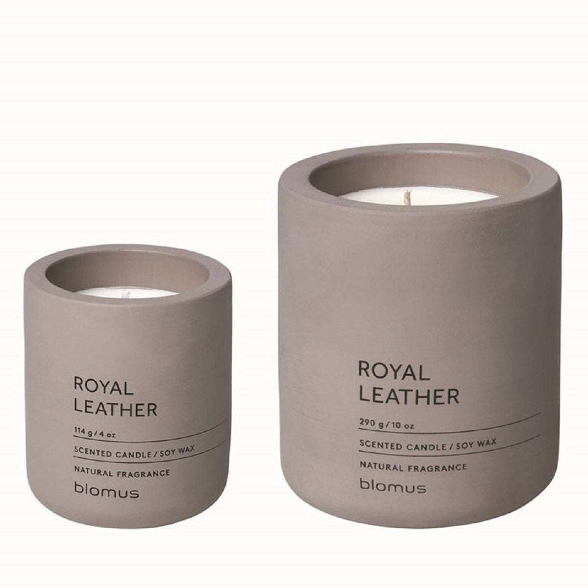 FRAGRA Candle Set Lg & Sm Satellite (Taupe) wRoyal Leather Scent