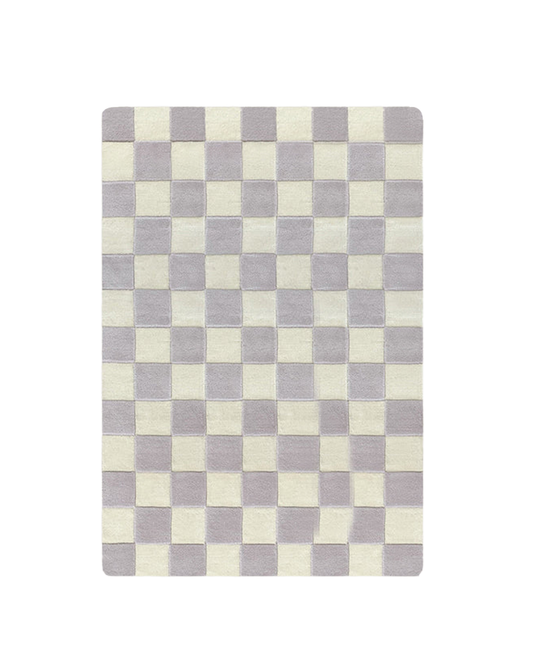 Rug CHECKERBOARD Lilac / White 3.9 x 5.9ft