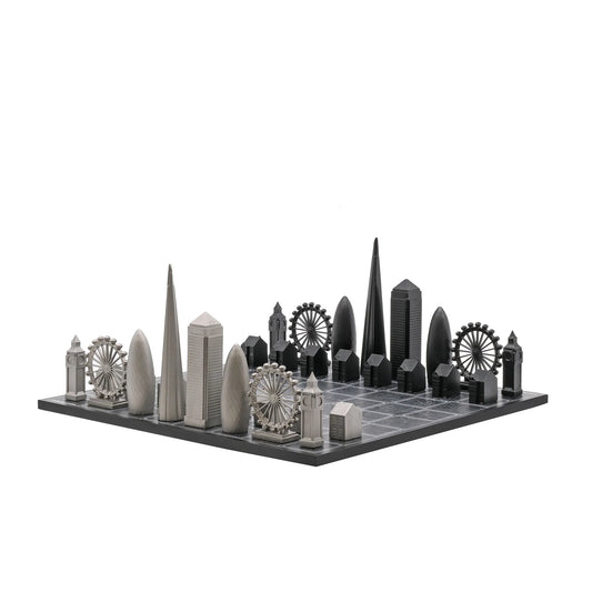 Skyline Chess Set Stainless Steel London Edition with London Map Board