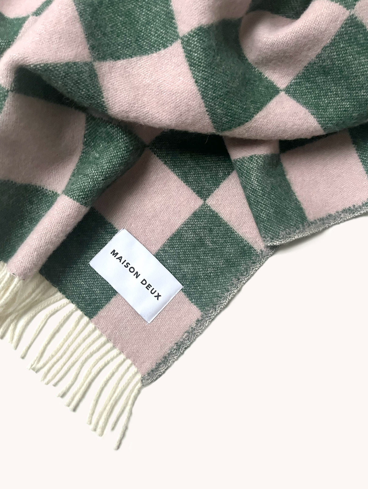 Blanket CHECKERBOARD Green / Pink 4.25 x 6.5ft