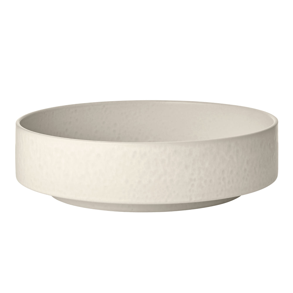 MAKOTO Japanese Style Stoneware Serving Bowl with Pedestal for Salad, Pasta or Vegetables by Blomus