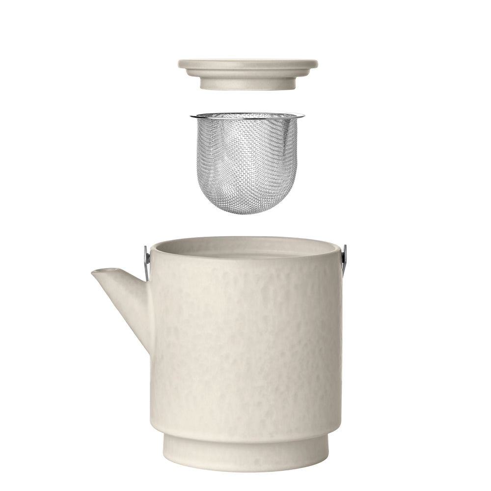 MAKOTO Japanese Style Stoneware Teapot with Pedestal Includes Strainer by Blomus