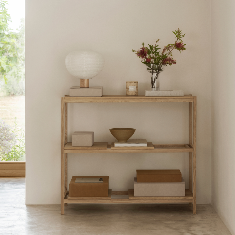 SUKOYA Oak Shelving Unit - 3 Shelf