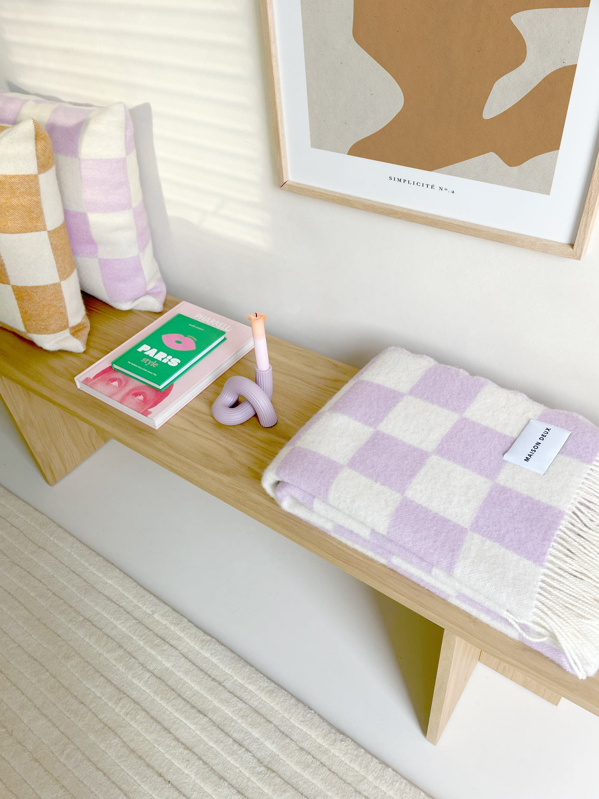 Blanket CHECKERBOARD Lilac / White 4.25 x 6.5ft