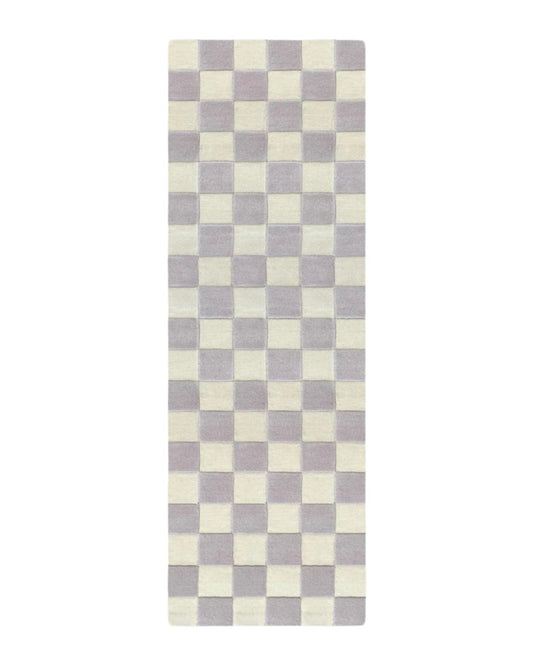 Maison Deux Rug CHECKERBOARD Lilac 2.6 x 8.2 ft