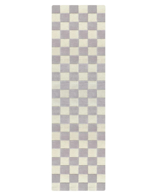 Maison Deux Rug CHECKERBOARD Lilac 2.6 x 9.8 ft