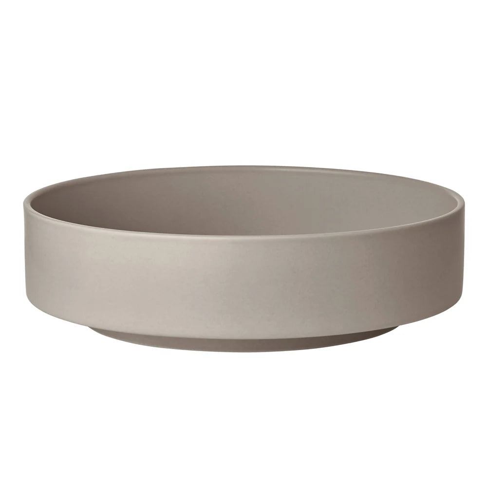MAKOTO Japanese Style Stoneware Serving Bowl with Pedestal for Salad, Pasta or Vegetables by Blomus