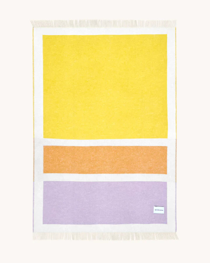 Blanket COLOR BLOCK No. 1 Lilac / Yellow and Orange 4.25 x 6.5 ft by Maison Deux