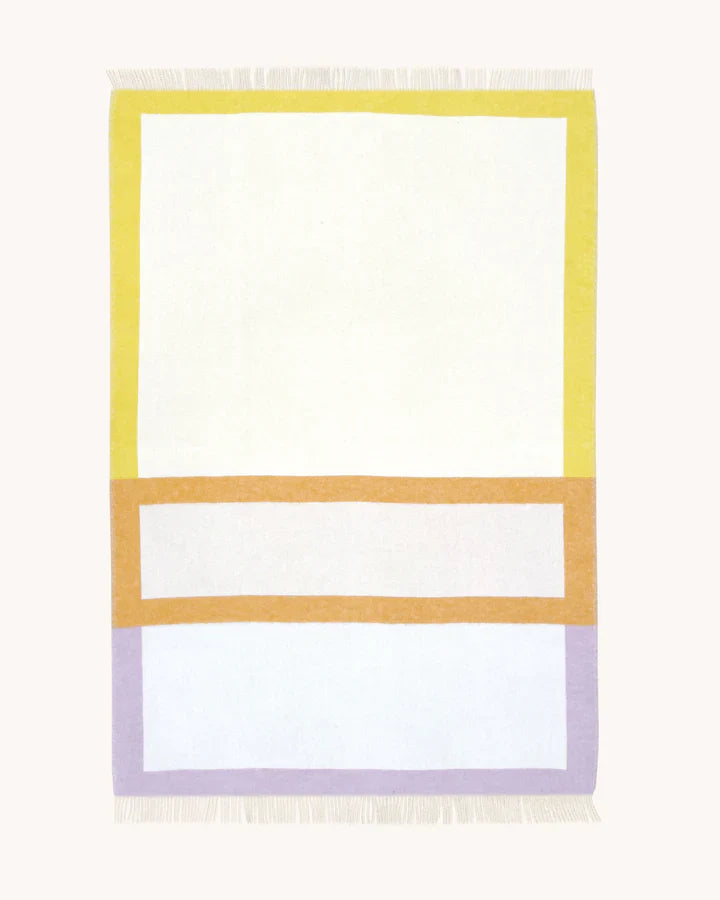 Blanket COLOR BLOCK No. 1 Lilac / Yellow and Orange 4.25 x 6.5 ft by Maison Deux