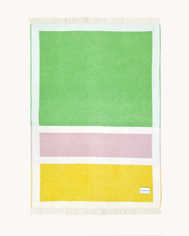 Blanket COLOR BLOCK No. 2 Yellow / Green and Lilac 4.25 x 6.5 ft by Maison Deux