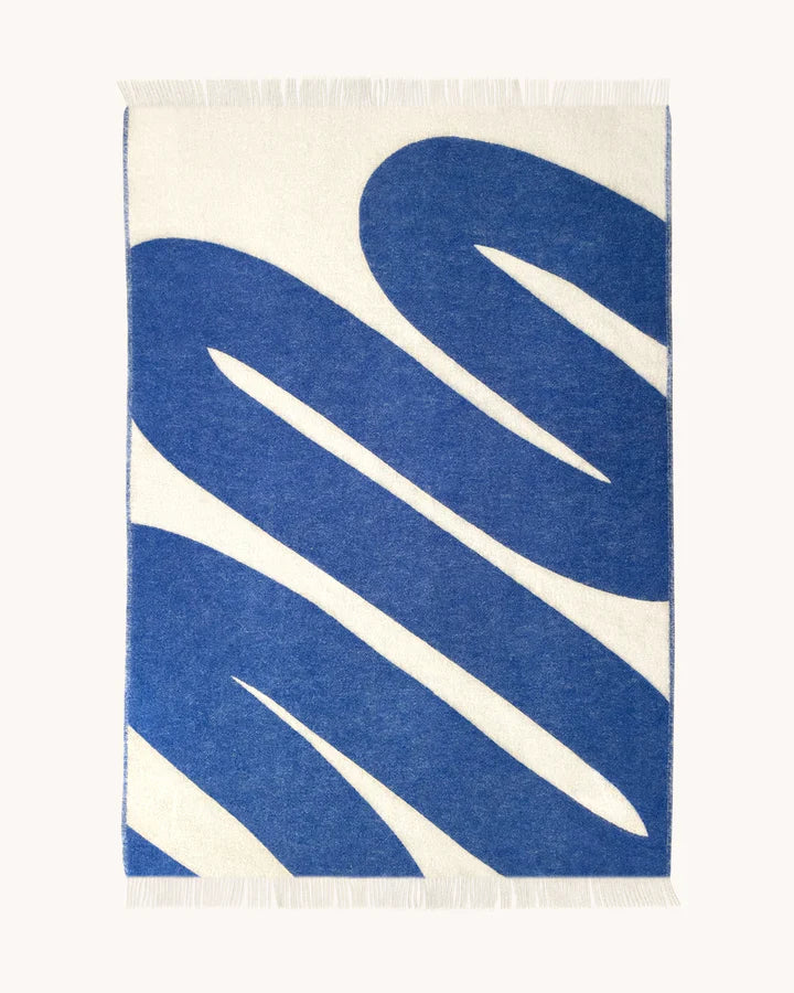 Blanket SWIRL Cobalt Blue / White 4.25 x 6.5 ft by Maison Deux