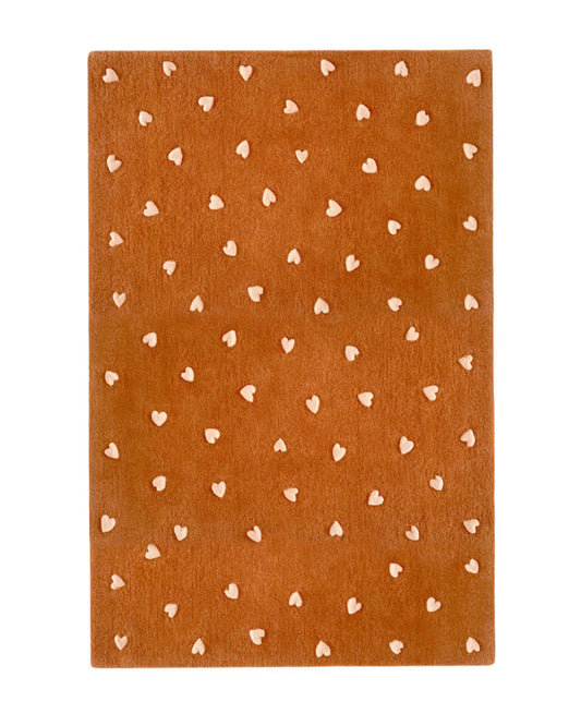Rug HEARTS Brown / Pink Print 5.5 x 7.9ft