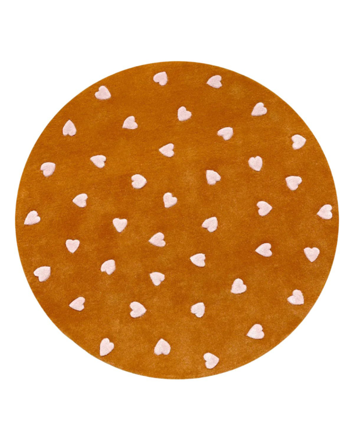 Rug HEARTS Brown / Pink Print Round Diam. 3.9ft