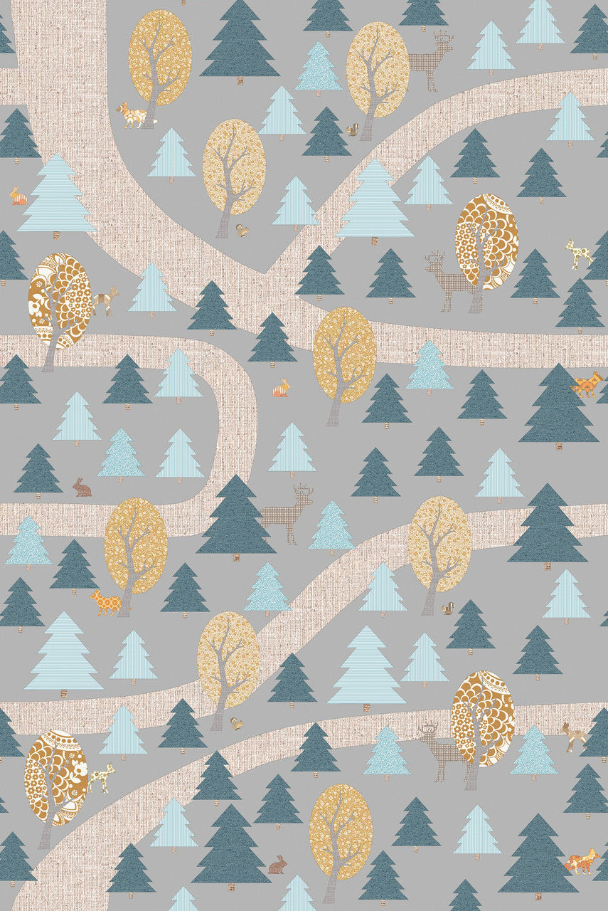 WALL PRINT COUNTRY ROAD GREY by Inke