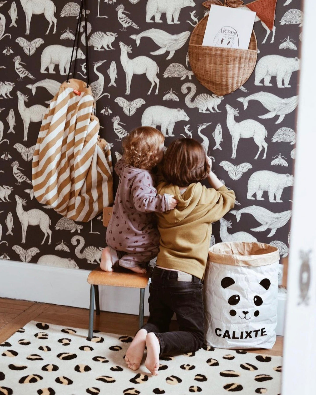 Rug LEOPARD Beige / Brown and Black Print 2.6 x 3.9ft