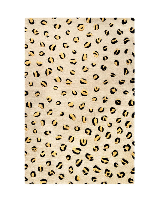 Rug LEOPARD Beige / Brown and Black Print 6.5 x 9.8ft
