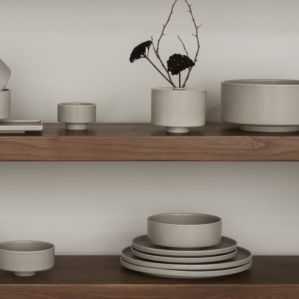 MAKOTO Japanese Style Stoneware Serving Bowl with Pedestal for Salad, Pasta or Vegetables by Blomus