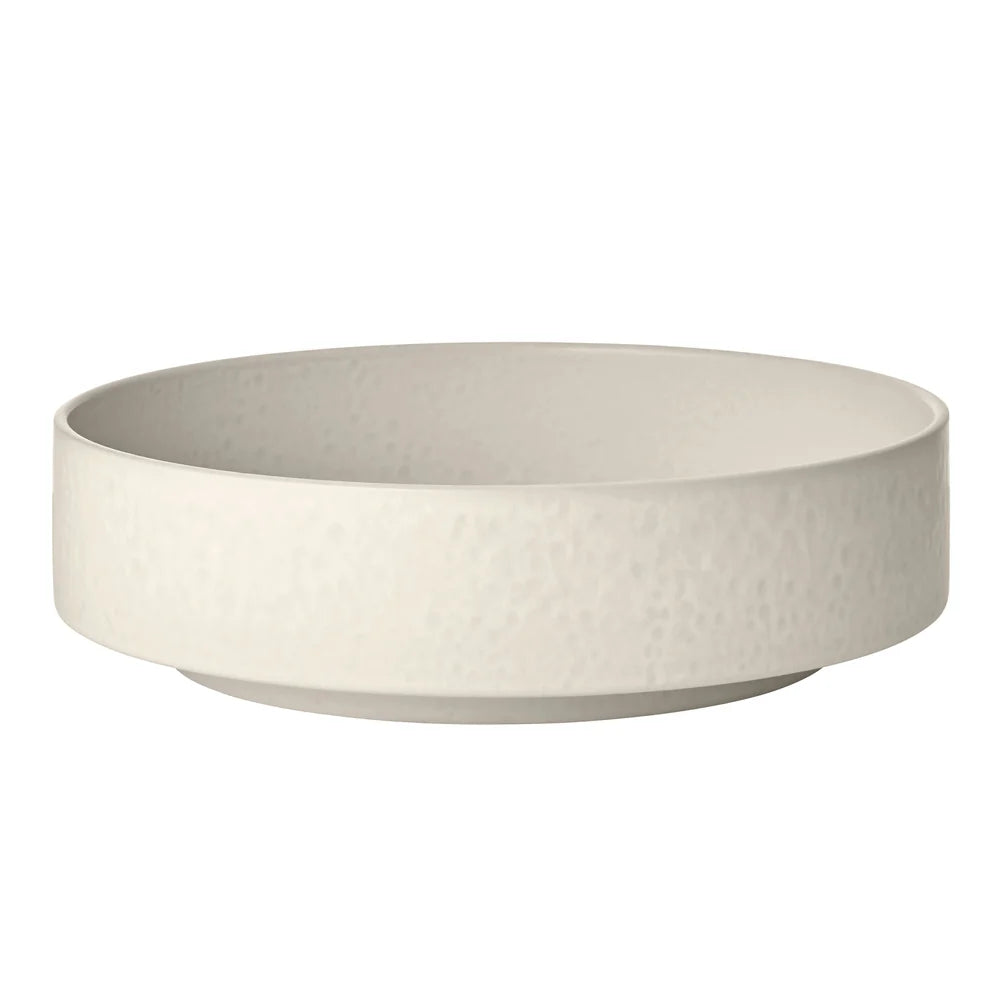 MAKOTO Japanese Style Stoneware Serving Bowl with Pedestal for Salad, Pasta or Vegetables by Blomus