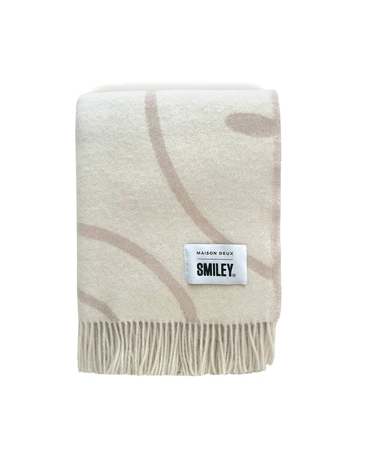 Blanket SMILEY White / Grey Print 4.25 x 6.5ft