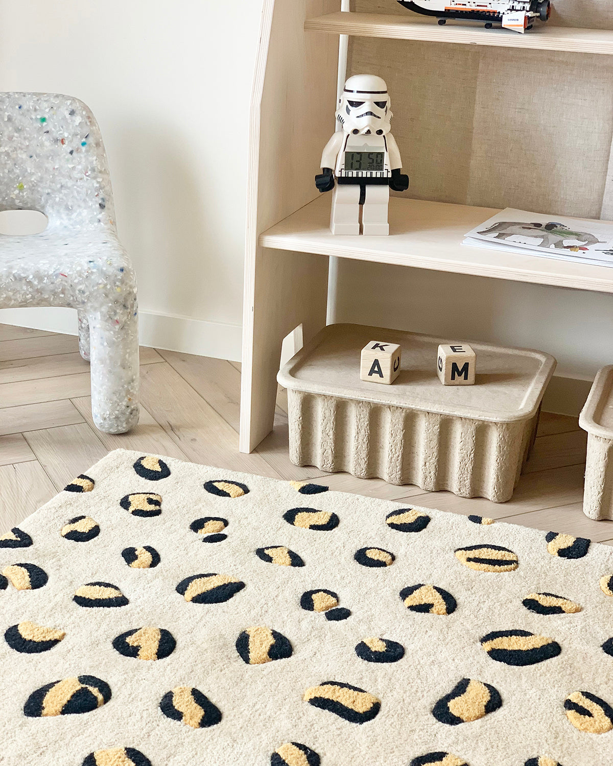 Rug LEOPARD Beige / Brown and Black Print 2.6 x 3.9ft